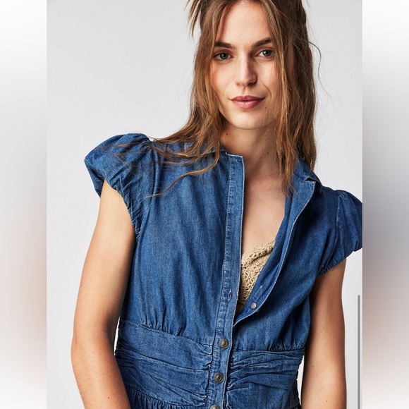 Free People Chester Denim Mini Dress - Picture 3 of 5